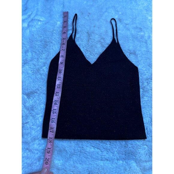 Kendall & Kylie Black Metallic Ribbed Knit V-Neck Camisole Top M - Picture 5 of 5